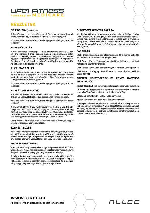 L1 Allee kézi árlista HU2