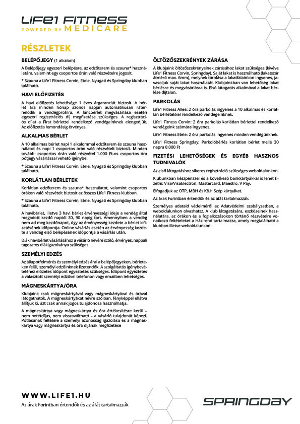 L1 Springday kézi árlista HU2